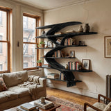Contemporary Sculptural Natural Wood Wall Shelf For Modern Home