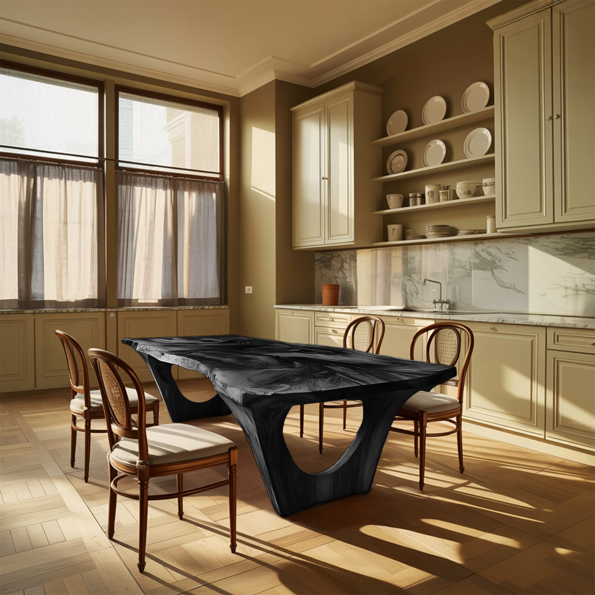 Handcrafted Dining Table With Natural Grain For Dining