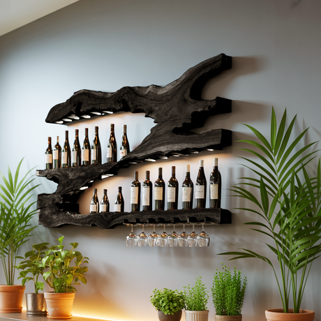 Mid Century Wine Holder For Kitchen Minimalist Shelf