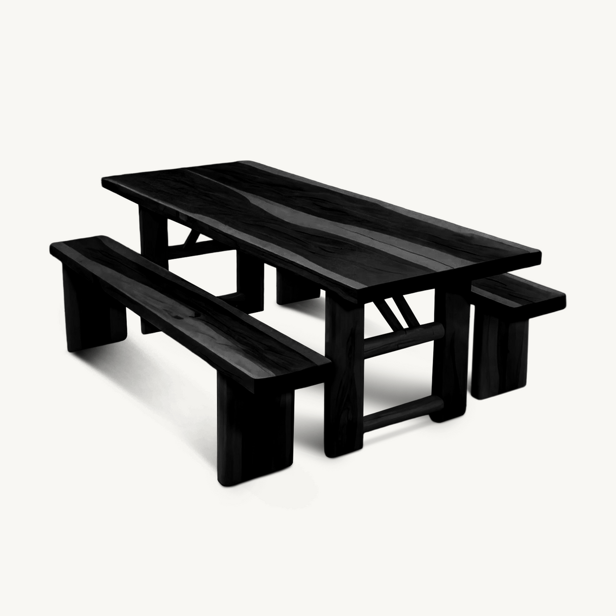 Rustic Outdoor Table With Benches For Garden Or Backyard Gatherings