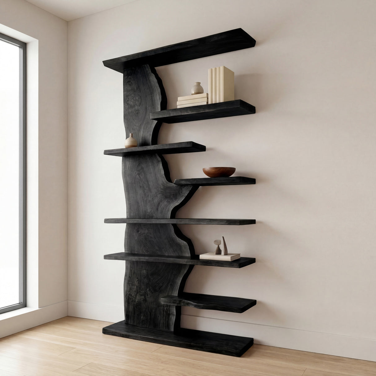 Organic Wooden Standing Shelf For Living Room