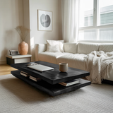 Elegant Wooden Coffee Table Two Layers For Living Room