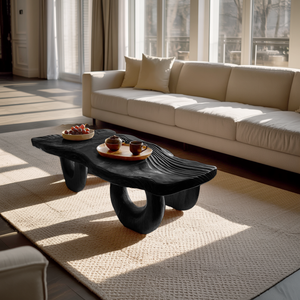 Mid Century Wooden Live Edge Coffee Table For Living Room