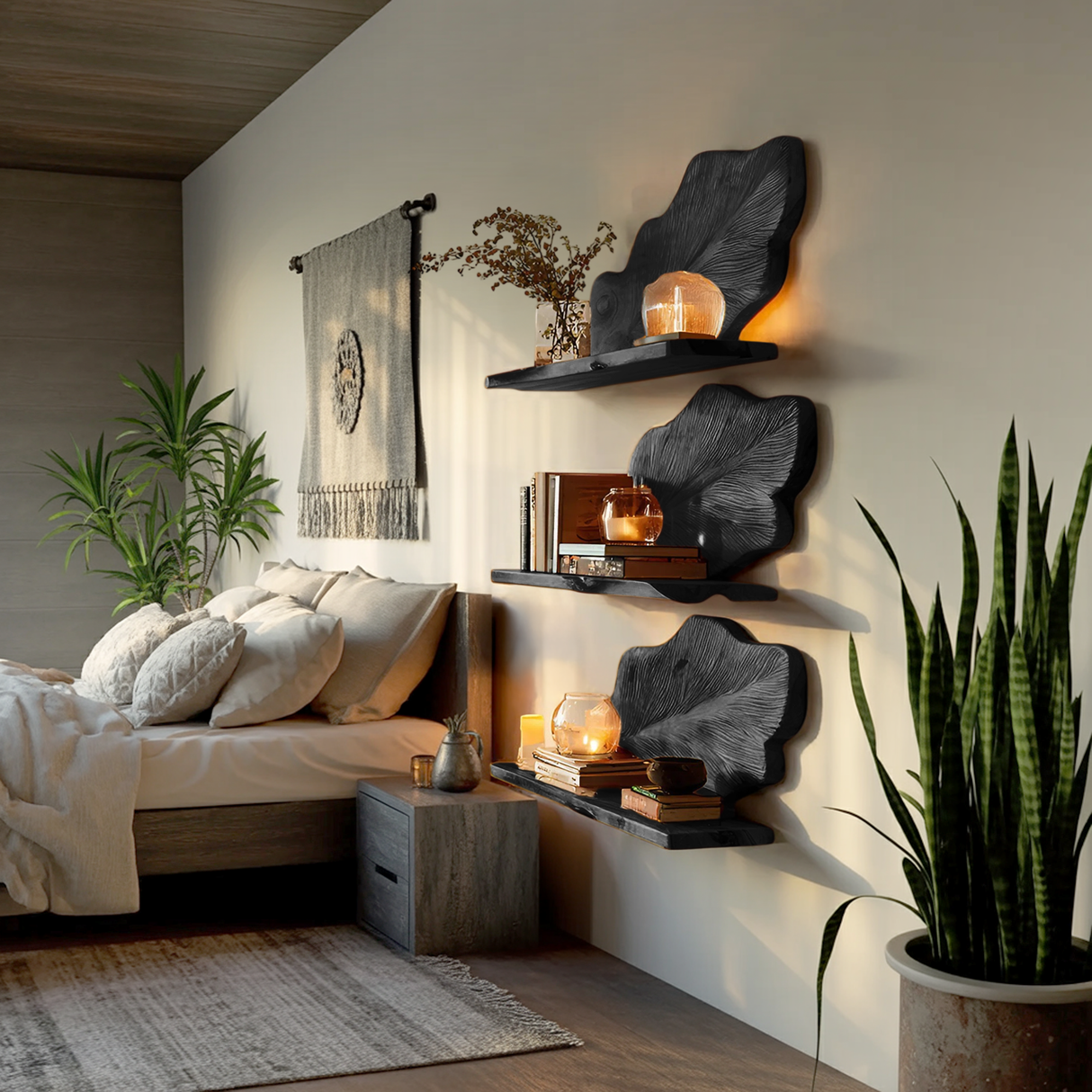 Rustic Wooden Wall Mounted Bookshelf For Living Room Display