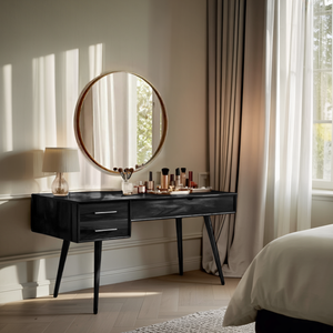 Mid Century Modern Vanity Desk With Drawers For Bedroom