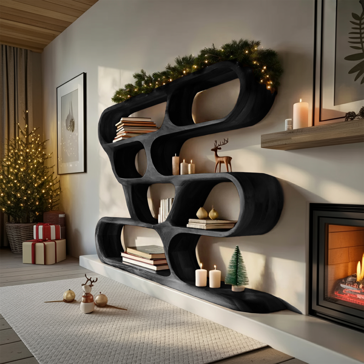 Modern Curved Shelf For Holiday Decoration