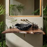 Wooden Vessel Sink Handcrafted Rustic For Furniture Decor