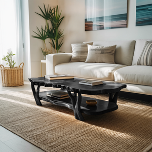 Contemporary Live Edge Coffee Table Two Layered Design For Living