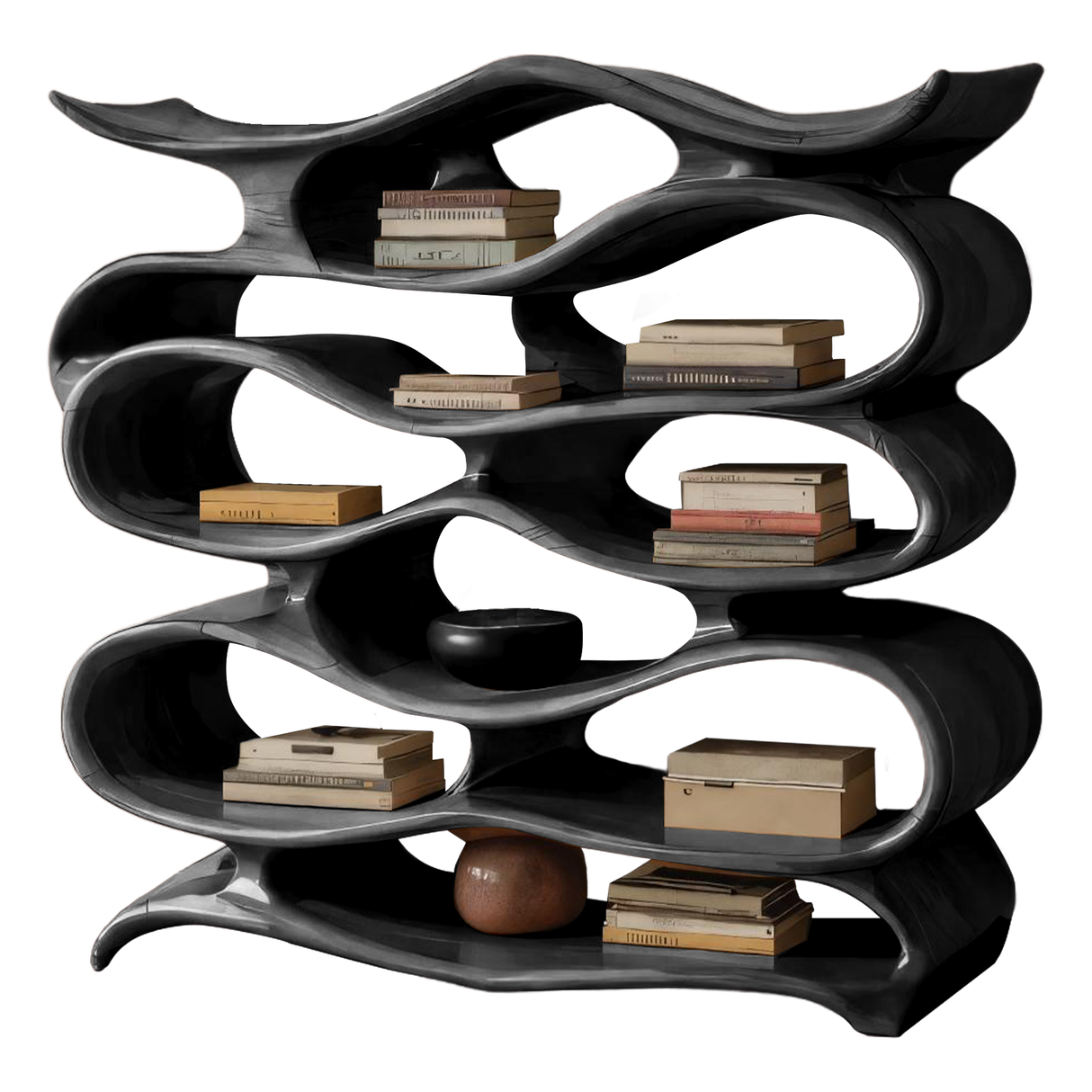 Sculptural Bookshelf Cabinet For Living Room And Office