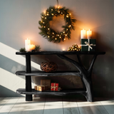 Farmhouse Wooden Live Edge Console Table For Holiday Living Room Decor