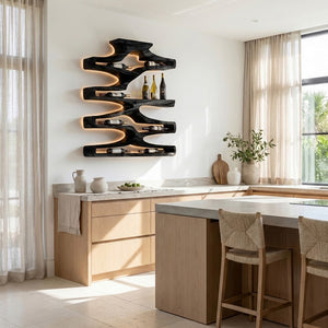 Contemporary Wall Wine Storage Natural Wood For Dining Room
