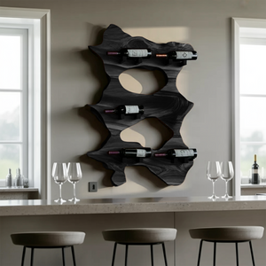 Rustic Solid Wood Live Edge Wine Rack For Entryway