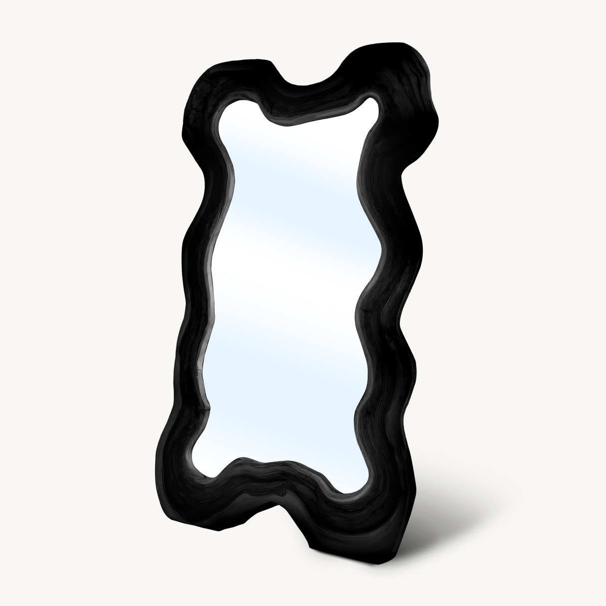 Organic Full Length Mirror With Wavy Frame For Entryway Bedroom And Living Room