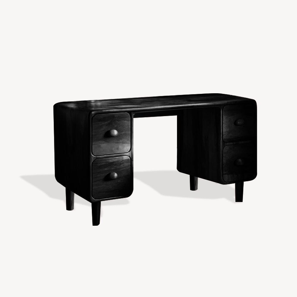 Modern Rounded Corner Desk With Drawers For Home Office Workspace