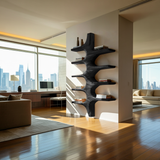 Sculptural Wood Wall Mounted Bookshelf For Modern Living Room