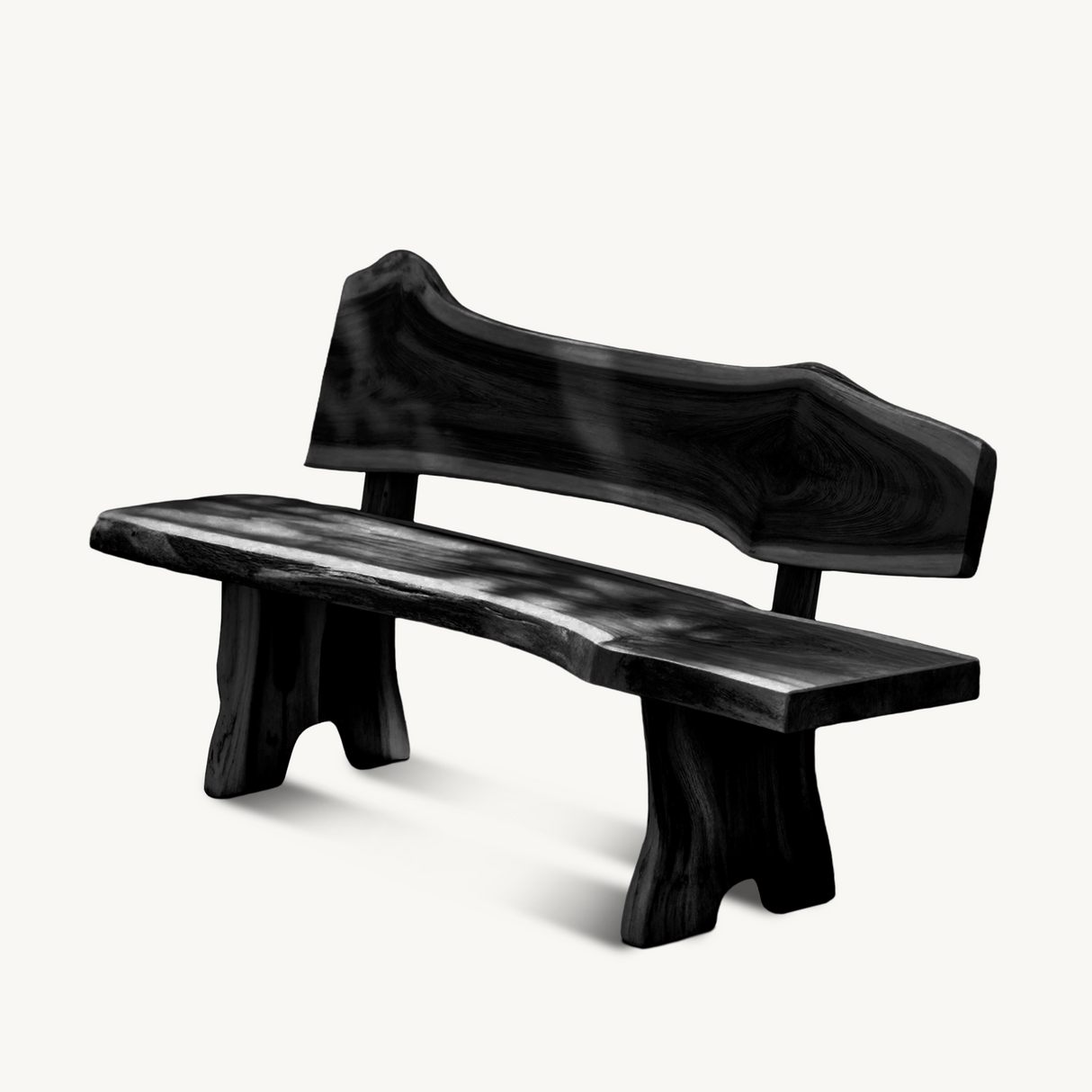 Rustic Live Edge Outdoor Bench With Curved Back For Patio Or Garden