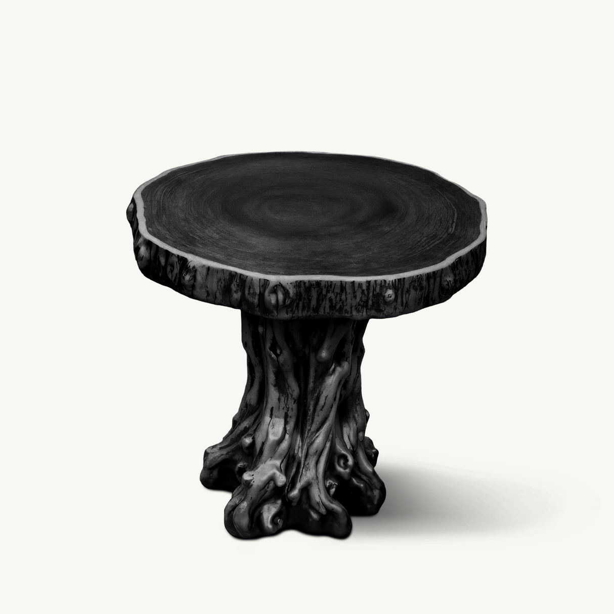 Rustic Tree Trunk Outdoor Table And Stump Seat For Garden And Patio
