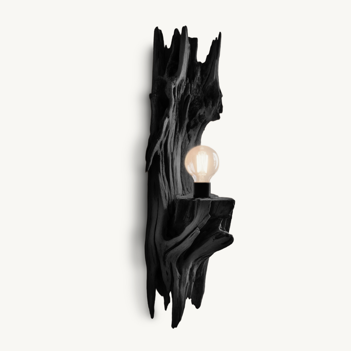 Rustic Driftwood Wall Lamp With Sculpted Form For Bedroom Or Living Room