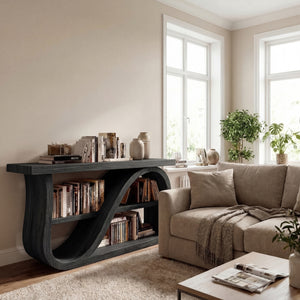Elegant Wood Console Table With Unique Base For Living Room