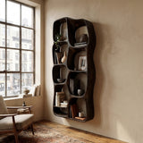 Modern Sculptural Wooden Wall Mounted Shelf For Living Room