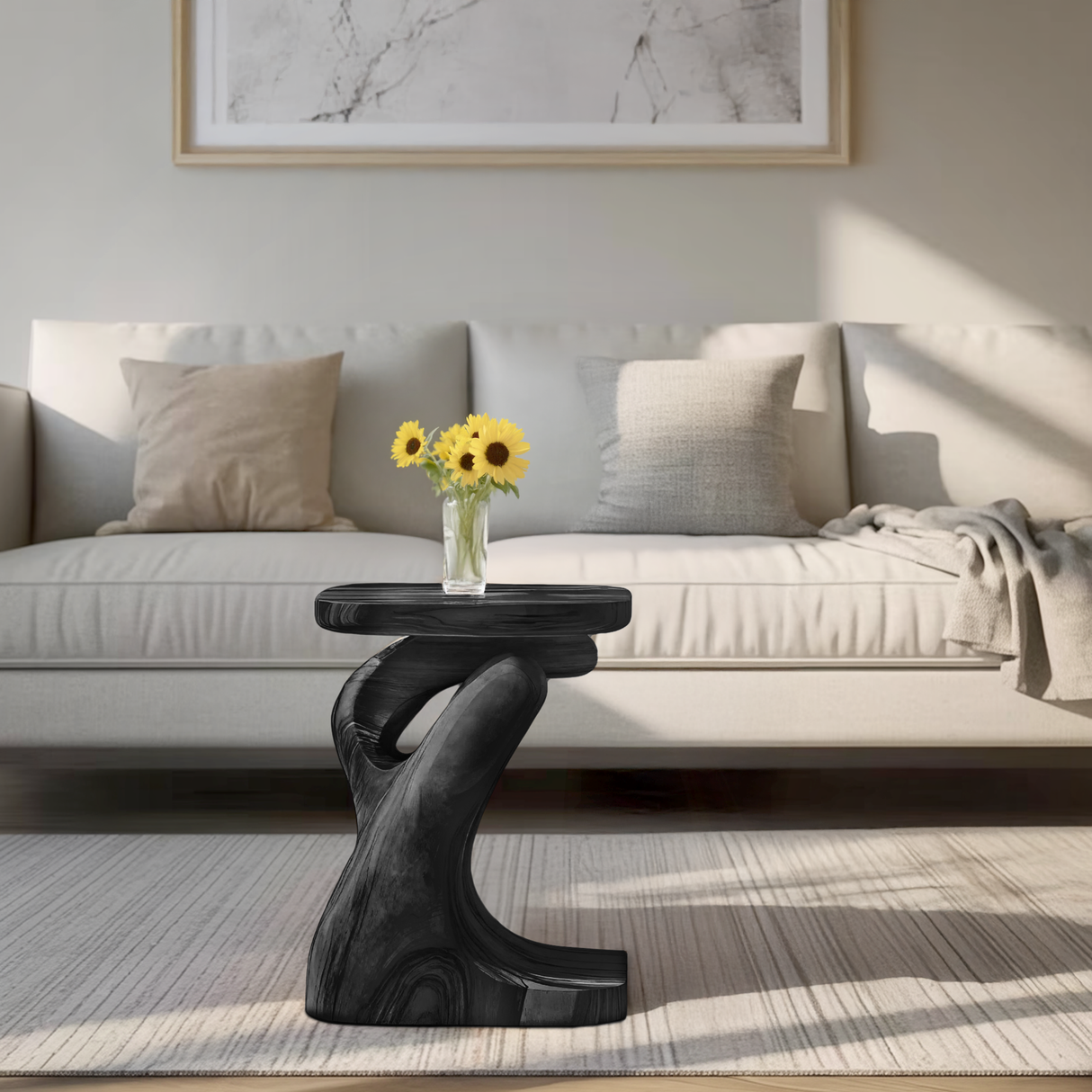 Modern Sculptural Side Table For Living Room Or Bedroom