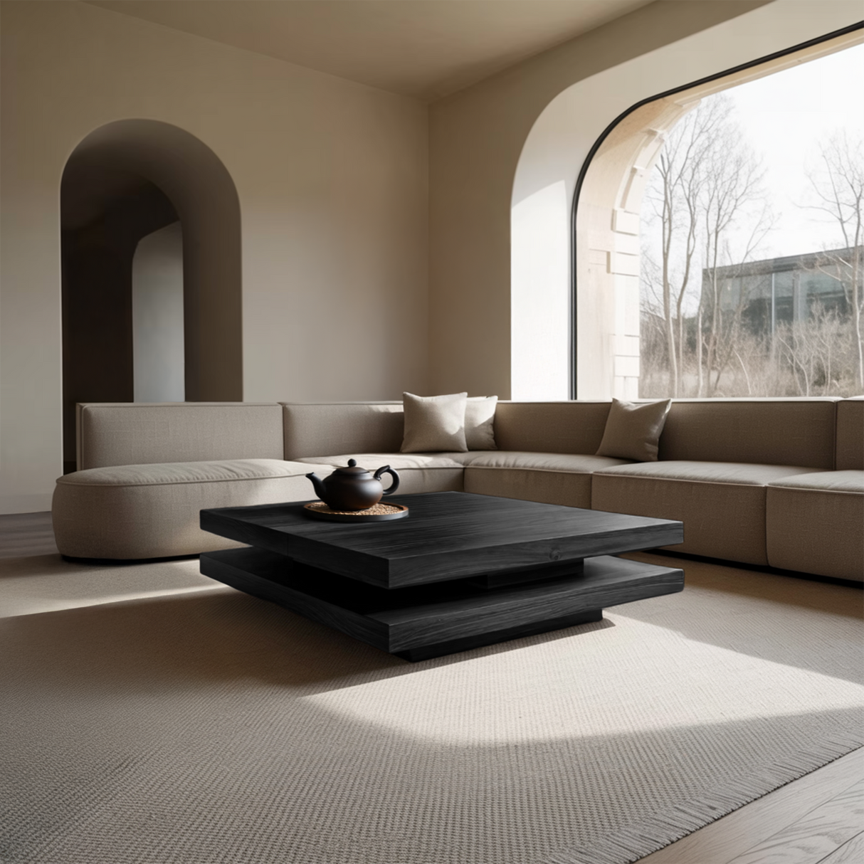 Modern Rustic Wooden Live Edge Coffee Table For Living Room