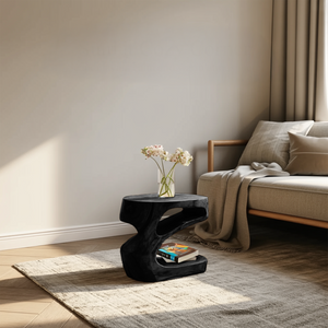 Artistic Side Table With Storage Shelf For Living Room
