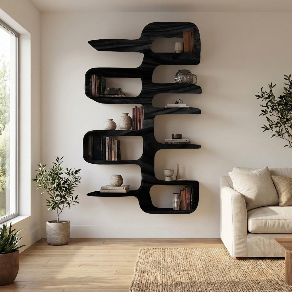 Scandinavian Wooden Wall Shelf For Home Interior Decor