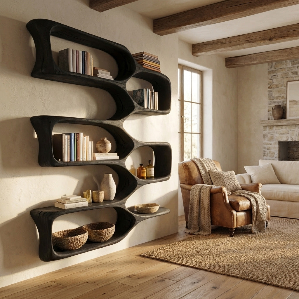 Modern Wooden Wall Shelf For Cozy Living Room Decor