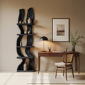 Modern Rustic Standing Shelf With Curved Silhouette For Living Room