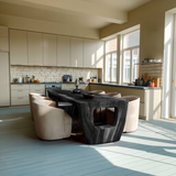 Rustic Dining Table With Artistic Base Design For Kitchen