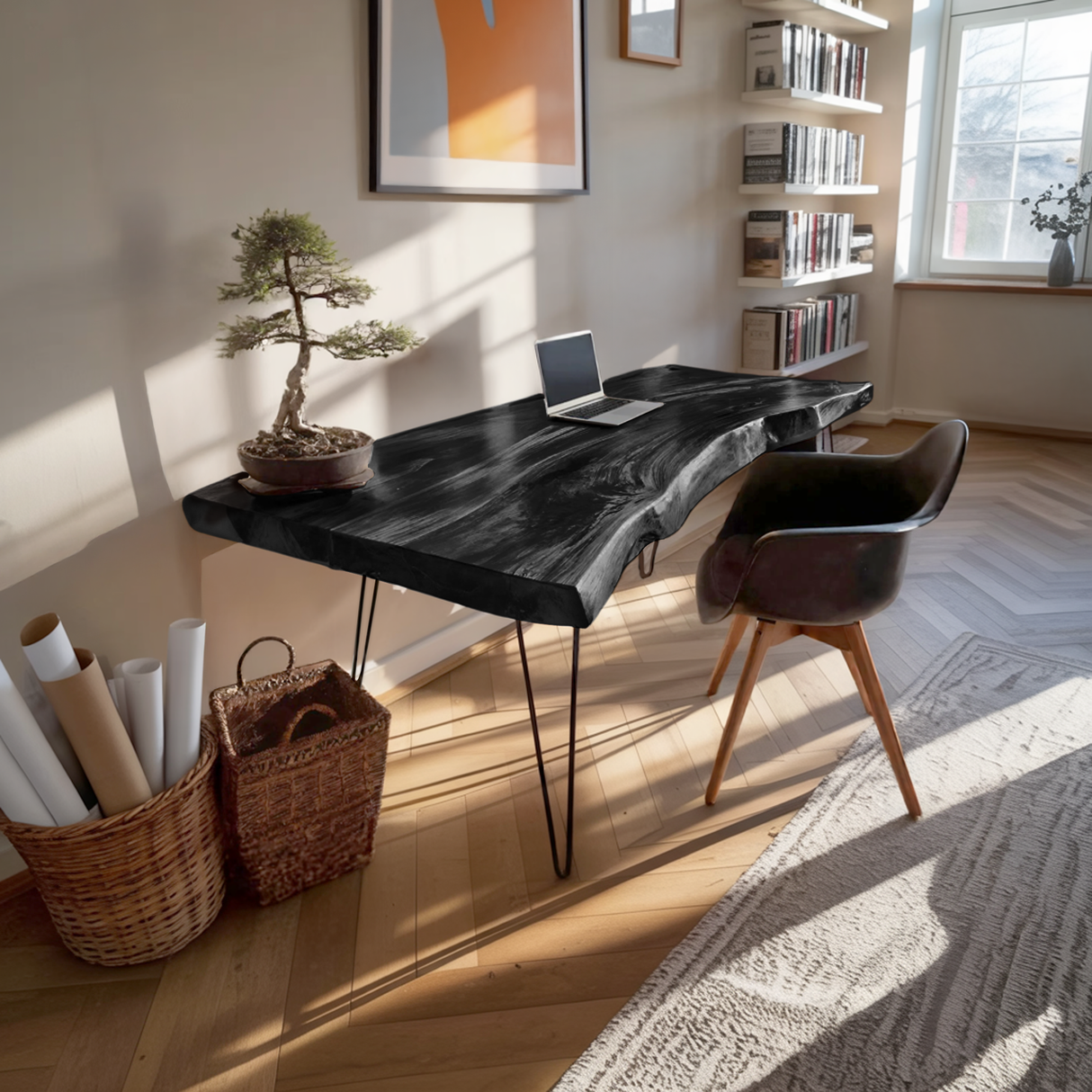 Farmhouse Handmade Live Edge Desk For Interior