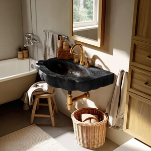 Handcrafted Wall Mounted Wooden Bathroom Sink For Premium Bathroom Design