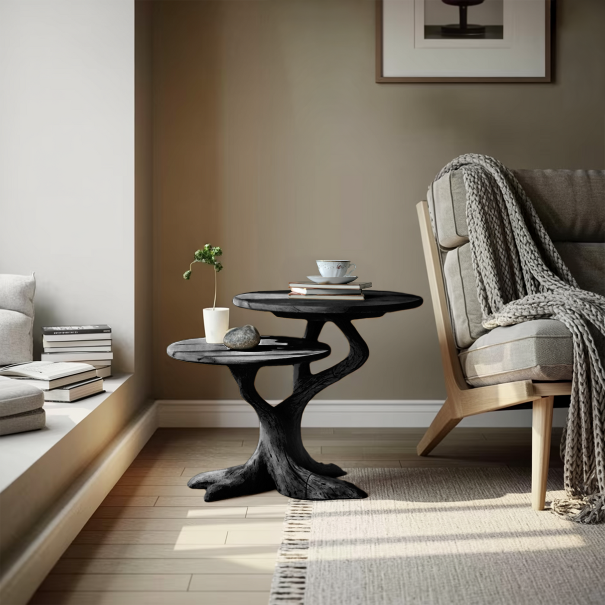 Rustic Round End Table For Living Room Decor