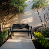 Outdoor Wood Bench With Wave Carved Backrest For Exterior