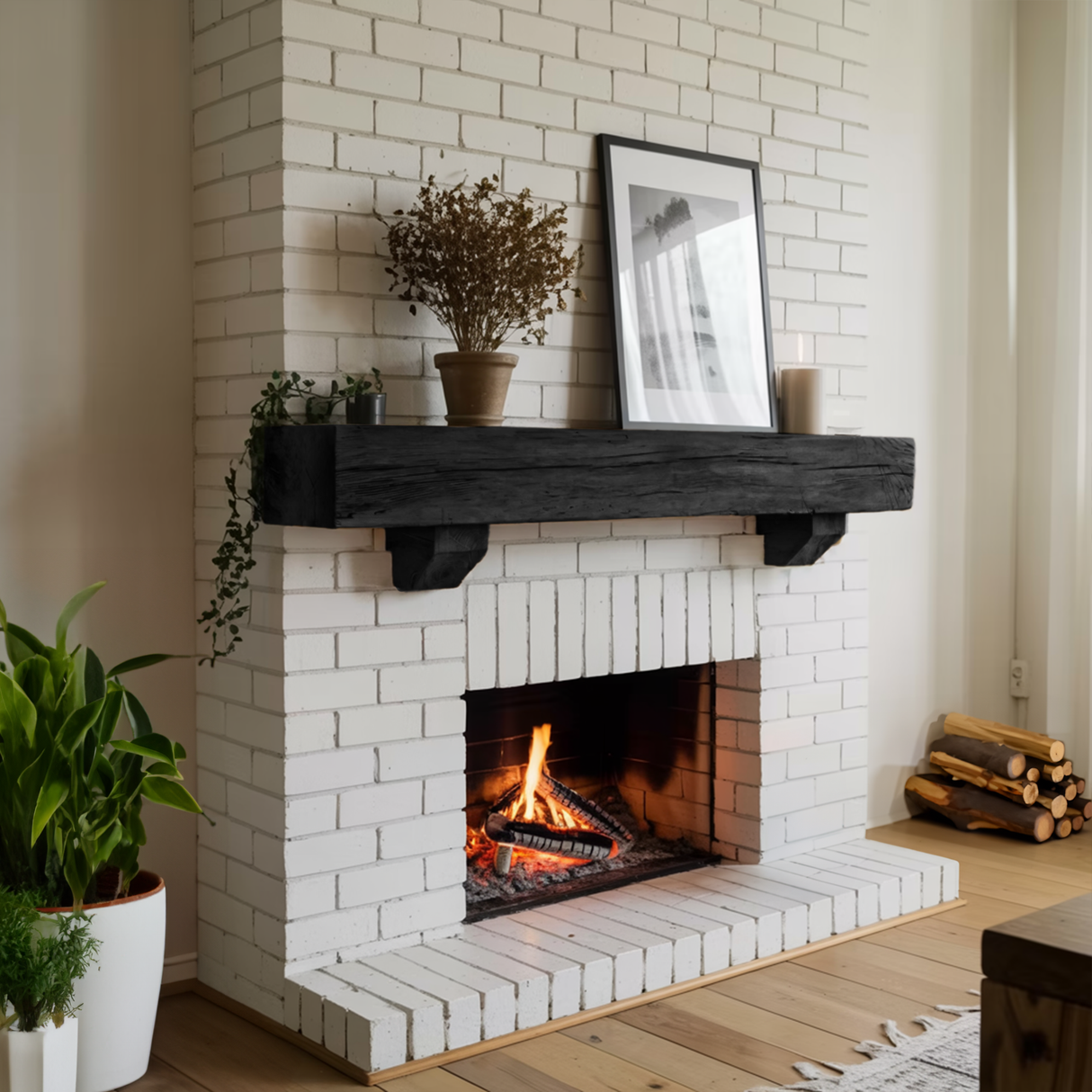 Rustic Fireplace Mantel Beam For Living Room