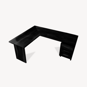 Modern L Shaped Wood Desk With Drawers For Home Office Or Vanity