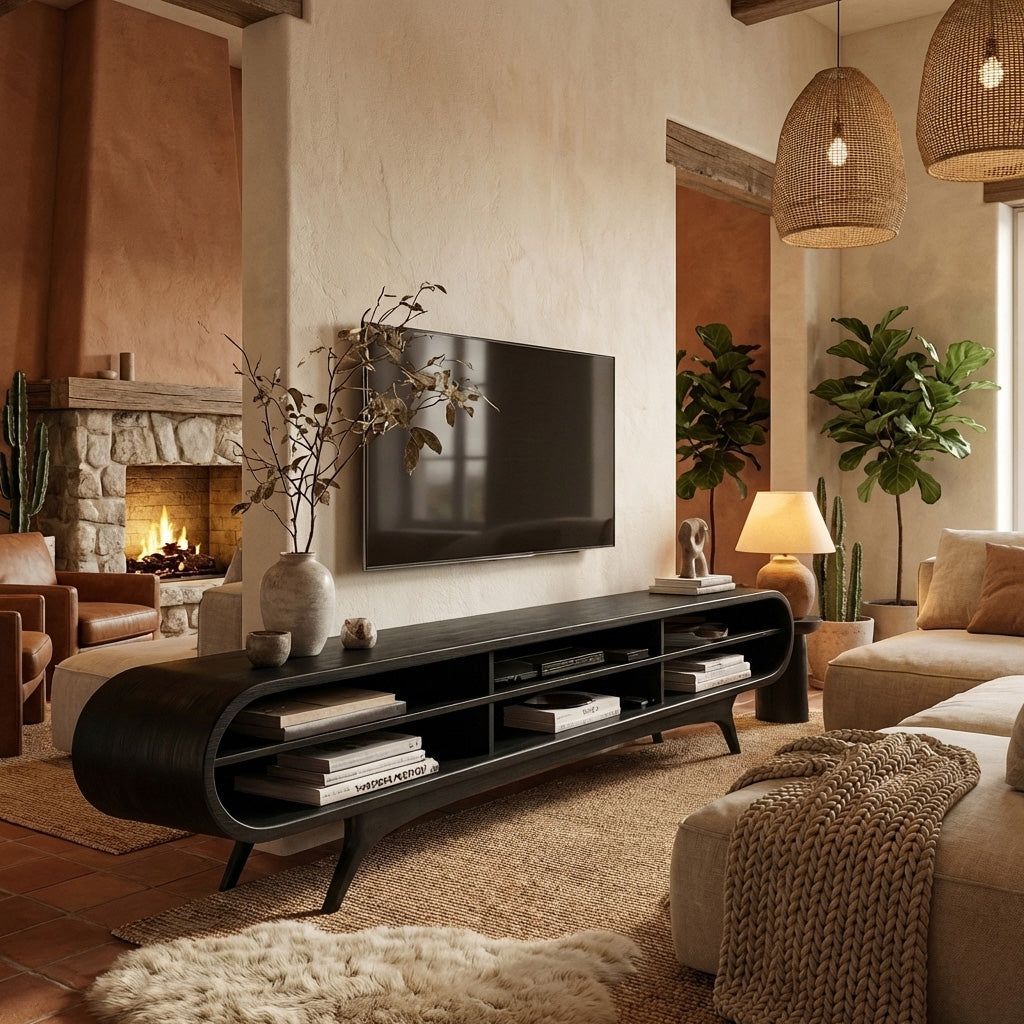 Scandinavian Natural Wood TV Cabinet For Living Room Interior