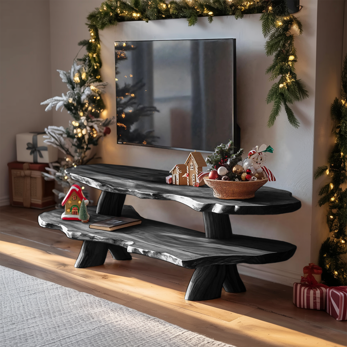 Farmhouse Solid Wood TV Console For Holiday Gift Furniture Design