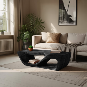 Modern Coffee Table With Curved Storage For Living Room