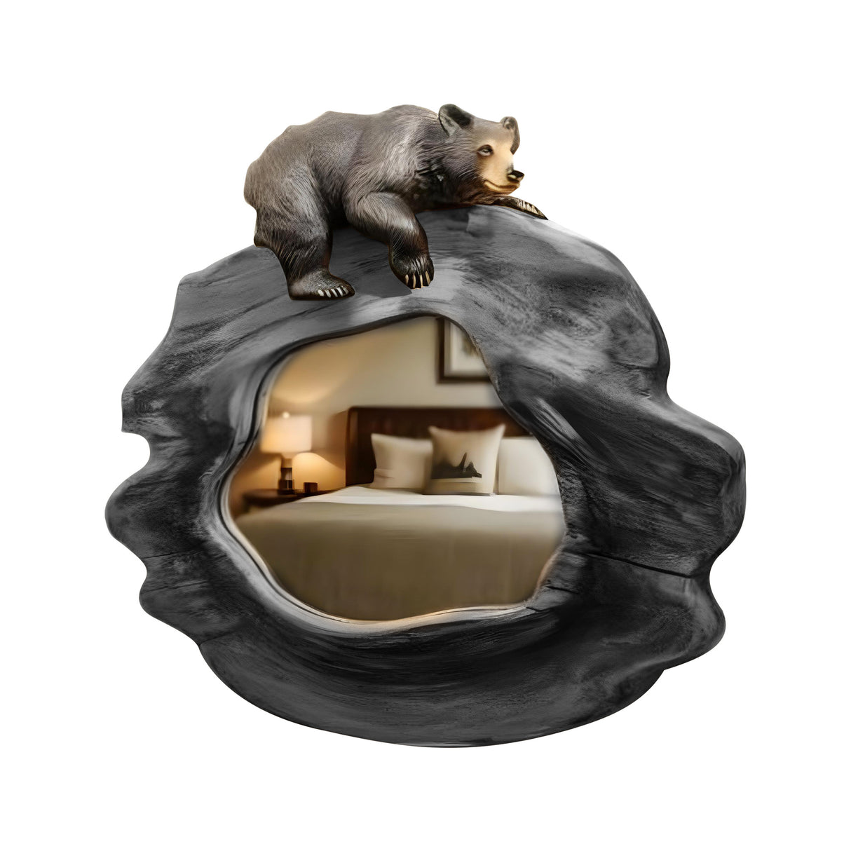 Rustic Bear Wall Mirror for Cabin Decor In Entryway