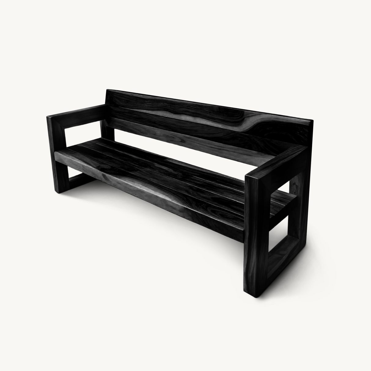 Modern Solid Wood Outdoor Bench With Armrests For Garden Or Entryway