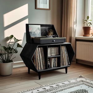 Farmhouse Solid Wood Record Stand For Entryway Furniture Decor