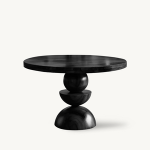 Modern Round Dining Table With Geometric Base For Kitchen And Dining Room