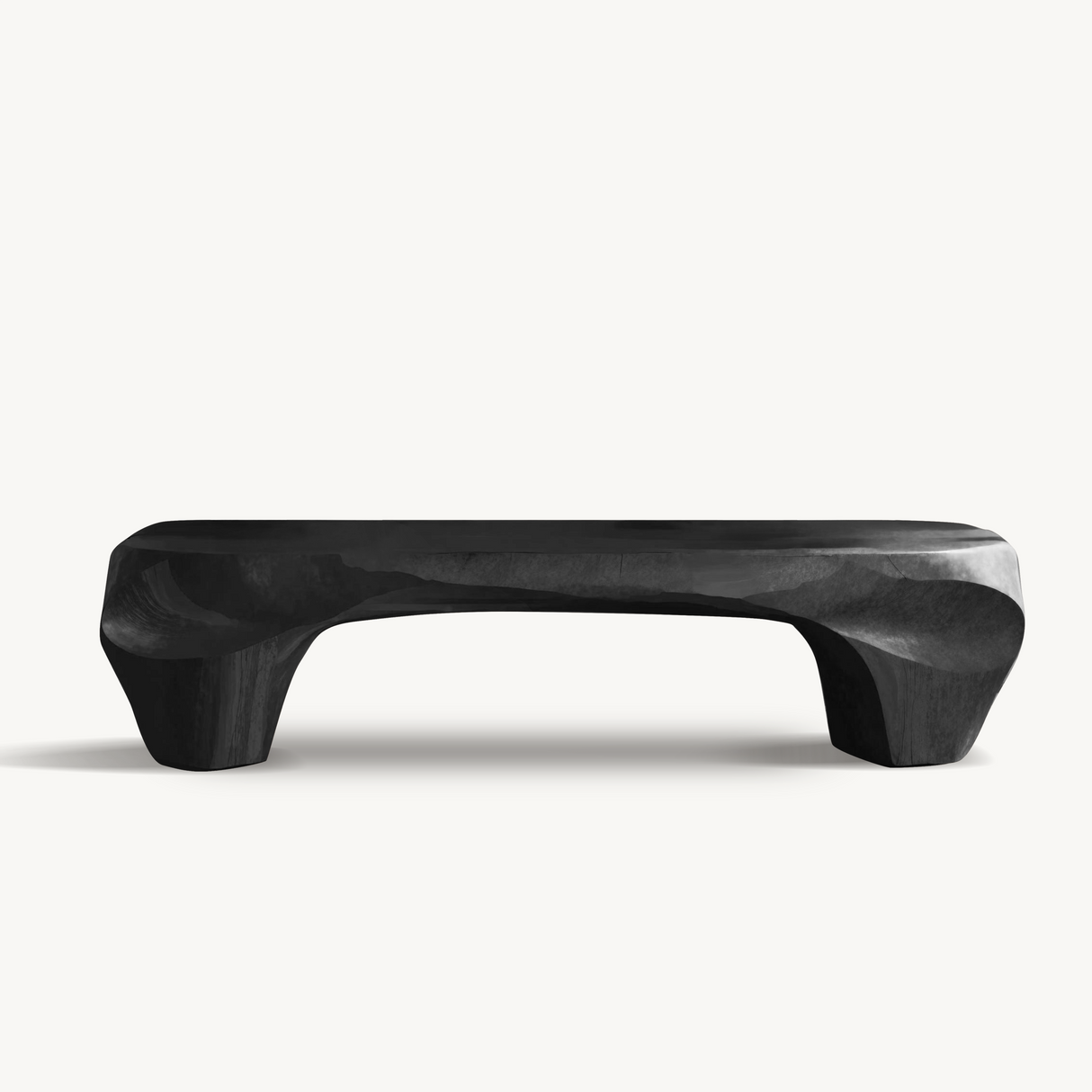 Modern Sculptural Bench And Wall Mirror For Entryway
