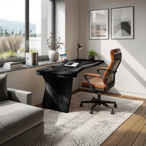 Farmhouse Wooden Live Edge Desk For Office And Study Room