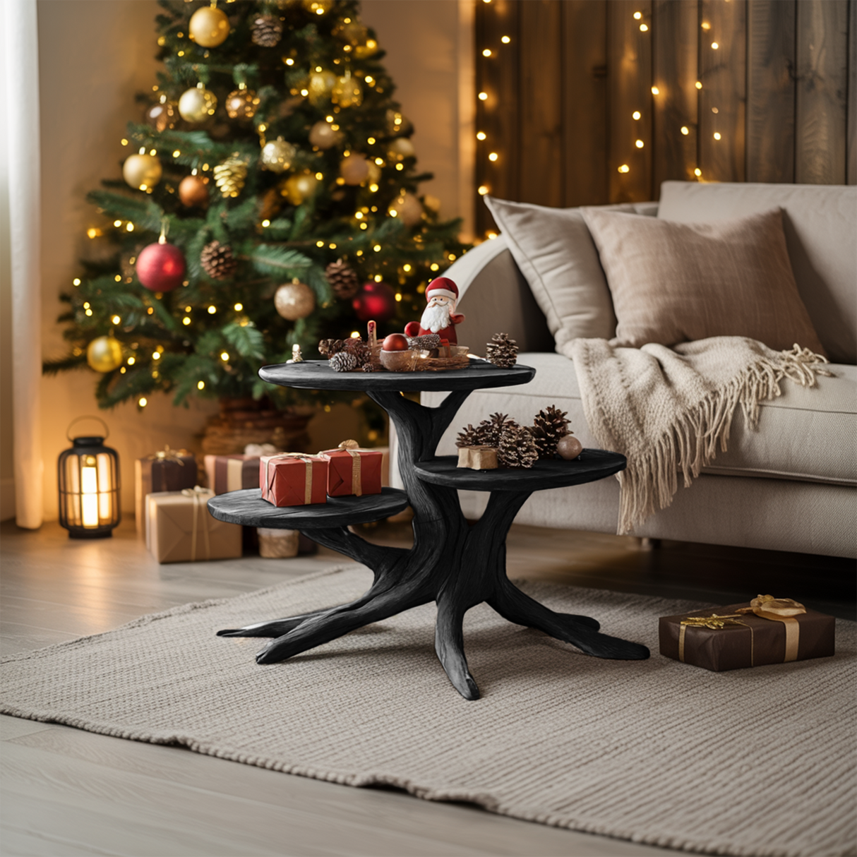 Rustic Solid Wood End Table For Warm Living Room