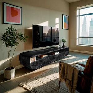 Handcrafted TV Cabinet Design Spacious Drawers For Living