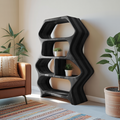 Sculptural Bookshelf With Organic Carved Display For Living Room And Office