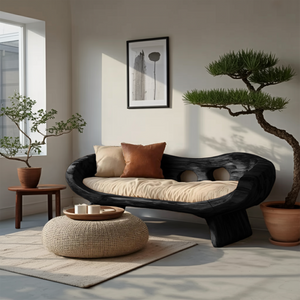 Artistic Sculptural Sofa With Curved Design For Living Room